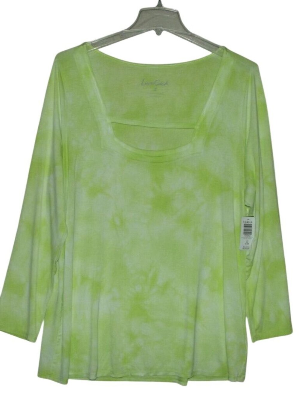 TORRID Love Sick T-shirt Womens 2X Green Tie Dye Strappy Square Neck long sleeve